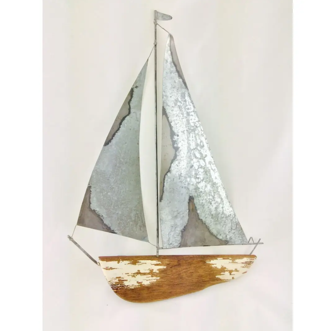 Wall art tin yacht