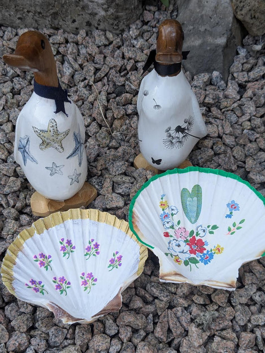 Decoupage Workshop - Led by Cate - take home a beautifully decorated duck and/or scallop shell.